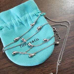Tiffany & Co Peretti 5 Teardrop Necklace Bracelet set Sterling Silver 925